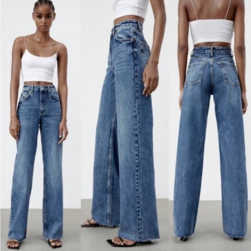 Zara 90s Full Length Wide Leg Jeans Size 4
